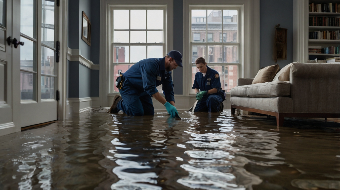 Water damage restoration in a Boston home