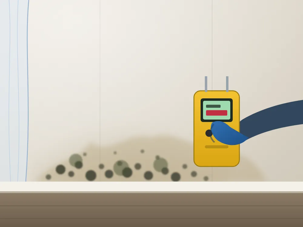 Technician removing mold from a wall in a Boston home