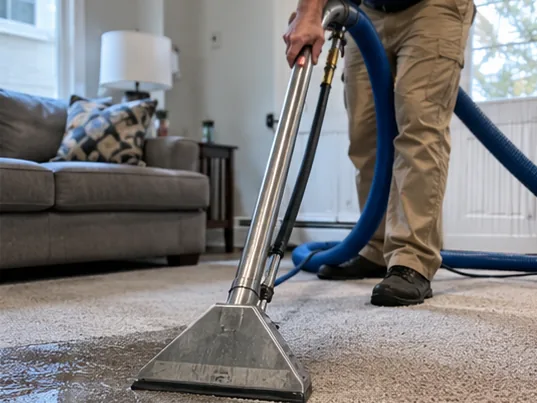Carpet water extraction in an Everett apartment