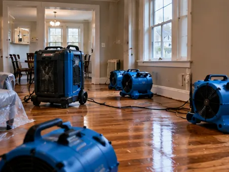 Drying equipment over hardwood in Worcester
